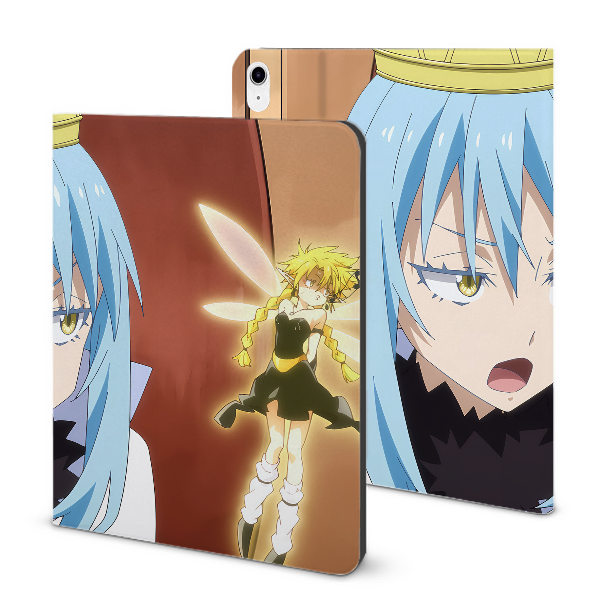 （画像用） 転スラ Regarding Reincarnated to Slime IPad ケース ブック型 PUレザー TPU 耐衝撃 軽量 薄型 ペン収納なし 全面保護 IPad 各モデル対応